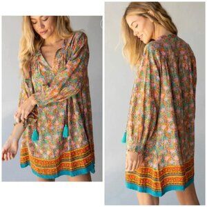 Natural Life Dara Tunic Dress Tassels Peasant Boho Size XS